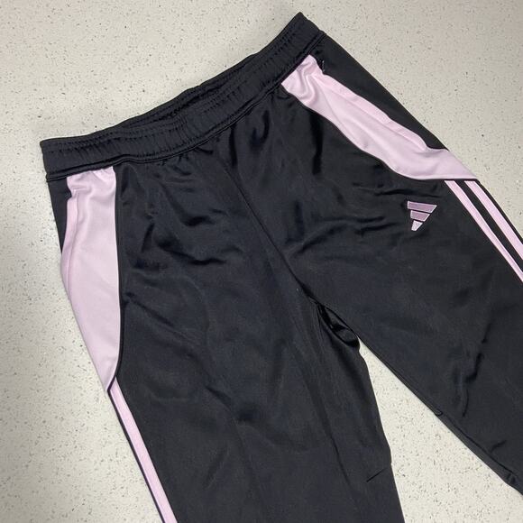 Adidas Women’s Small & Tall Tiro 24 Soccer Track Pants, Black w Pink Stripes - Picture 2 of 9